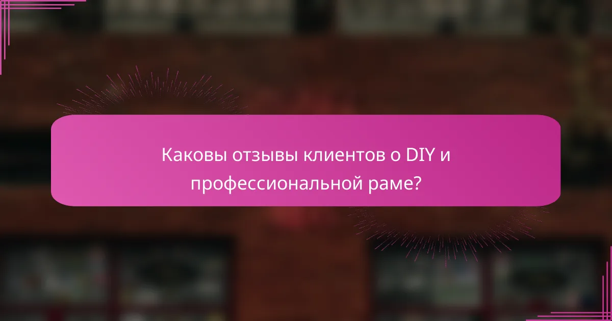 Каковы отзывы клиентов о DIY и профессиональной раме?